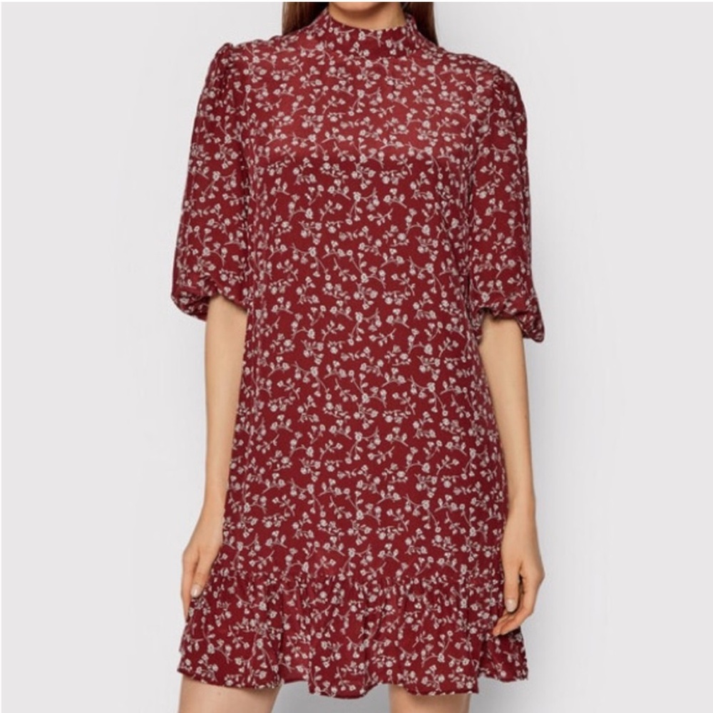 THE KOOPLES Rust Floral Flounce Hem Mini Dress Dress Size 3/medium